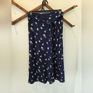 Madewell Navy Floral Midi Skirt